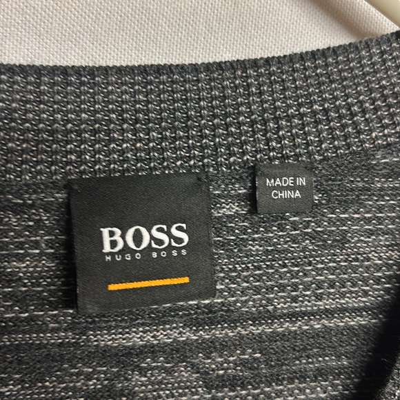 Bosd Hugo Boss Men’s Grey charcoal V-neck Sweater Cotton Blend Size Large - Picture 2 of 10
